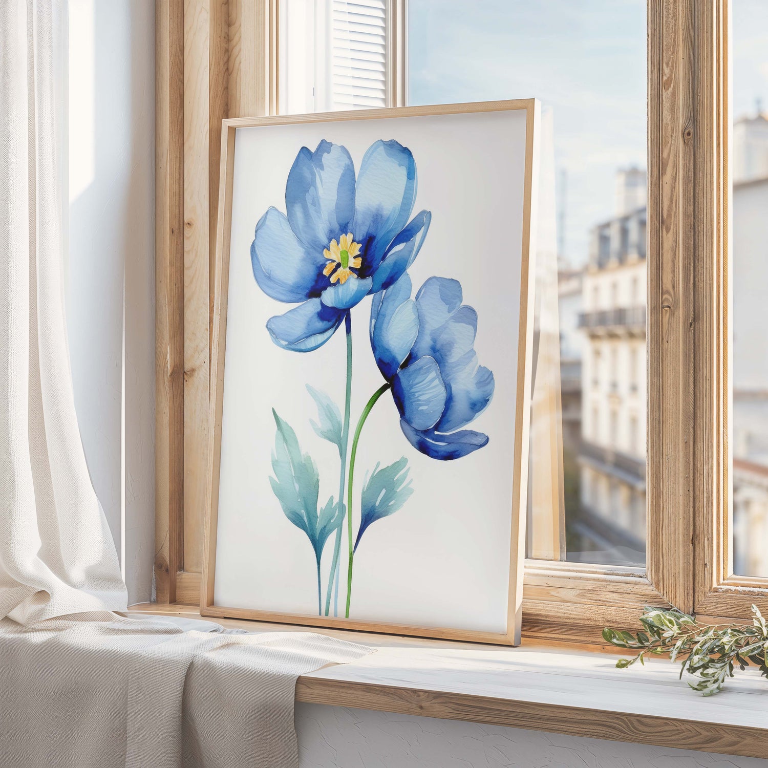 Blue Flowers Print | Wall Art Print | Frame