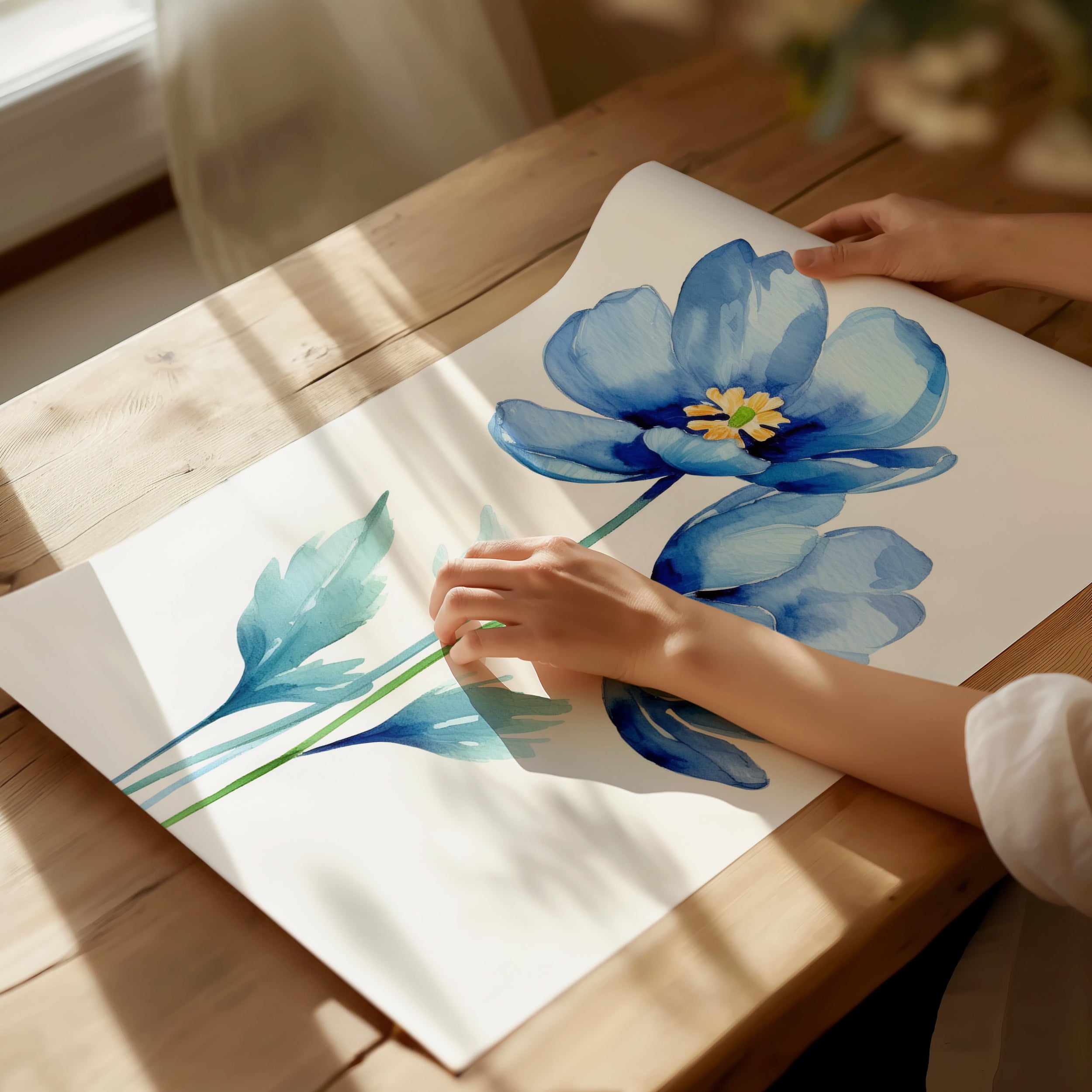 Blue Flowers Print | Wall Art Print | Frame