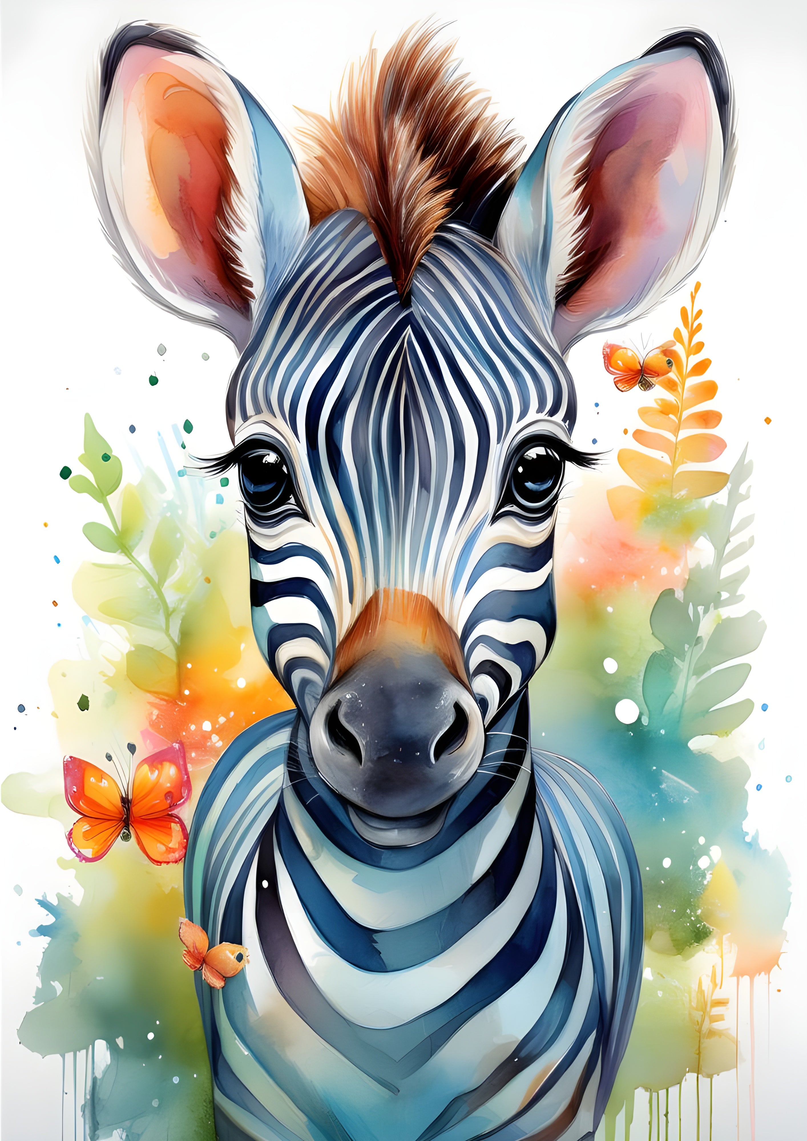 Baby Zebra Illustration | Watercolor Print