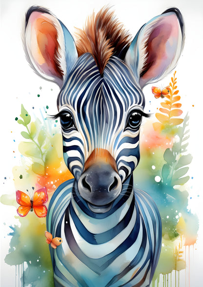 Baby Zebra Illustration | Watercolor Print