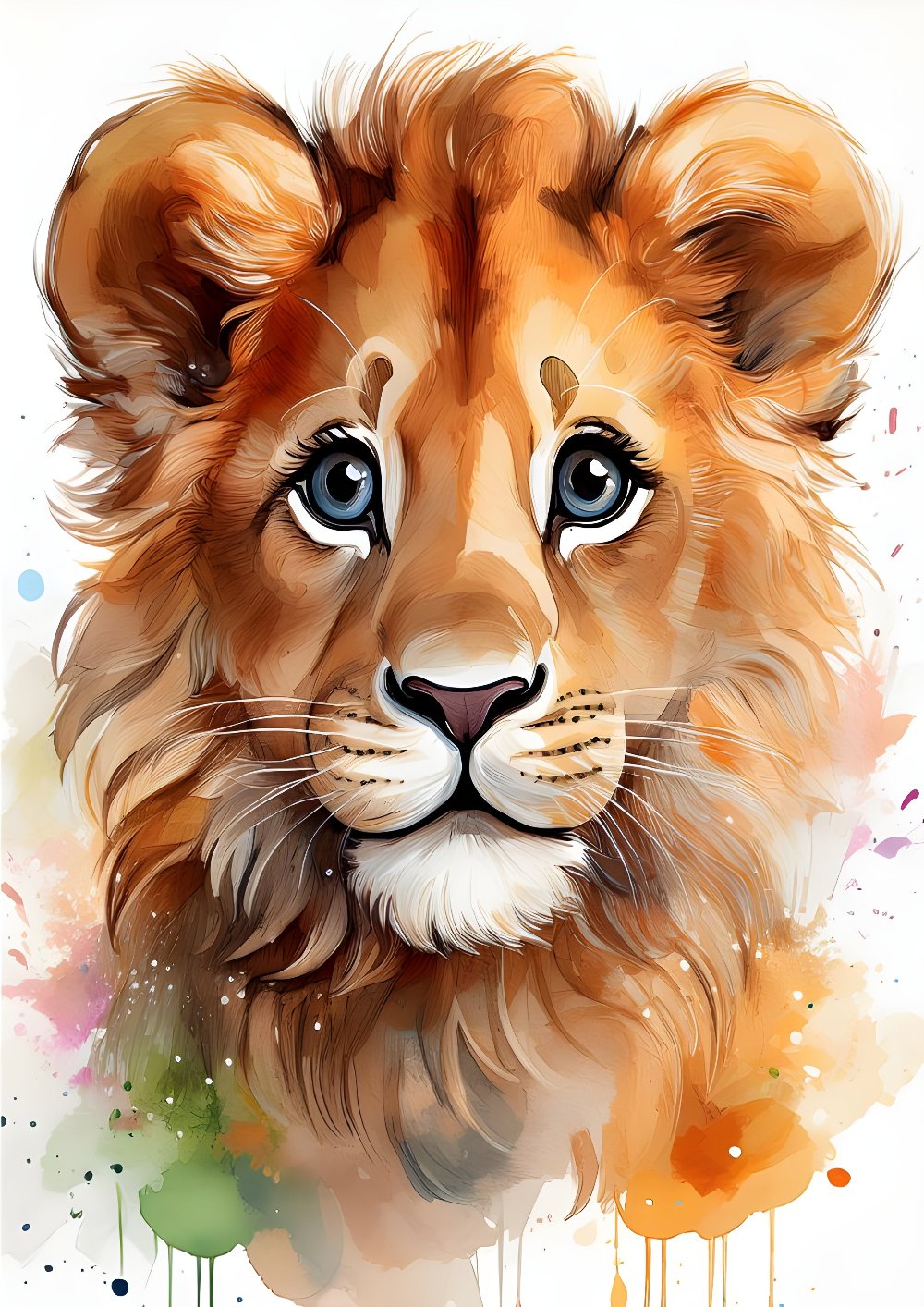 Baby Lion Cute | Watercolor Print