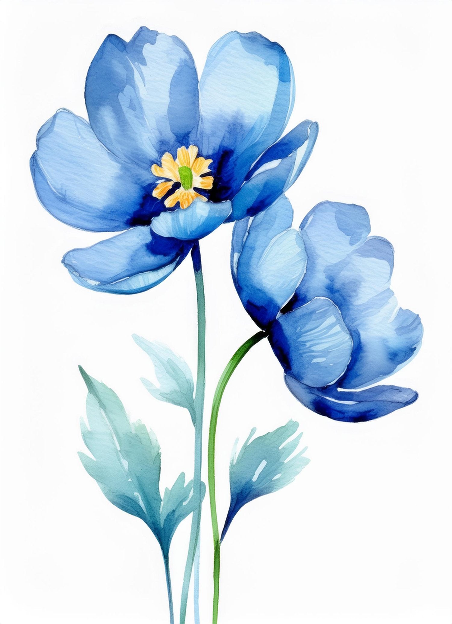 blue flowers print