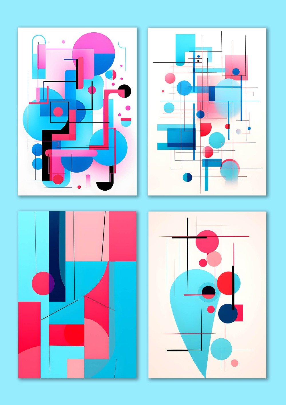 Blue Ilustrattion Set | Abstract Art Print | Creative Arts